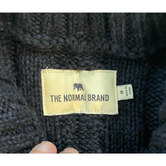 The Normal Brand Cable Cardigan Sweater‎ Mens Size M Navy Aran Chunky Fisherman - Picture 8 of 13